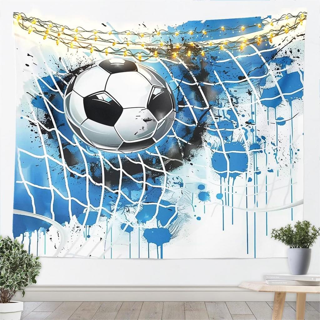 Soccer Tapestrysports Gaming Tapestry For Bedroom White And Black Football Tapestries Large For Kids Adults Sport Themed Hanging