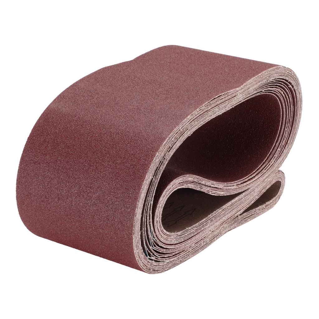 uxcell 10pcs x Sanding Belt 80 Abrasive Paper Aluminum Oxide Abrasive Belt Sander Paper Metal Wood Polishing Red Brown 6" 89"