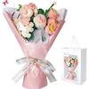 Crochet Flowers, Crochet Flowers Bouquet with Carnation, Lily of The Valley, Roses, Forget Me Not & Puff, Comes with Sophisticated Gifts Box & Bag,