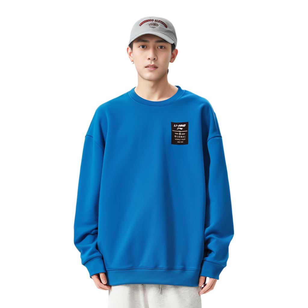 Li Ning Loose Fit Pullover Sports Hoodie Men Hoodies Deep-Space-Blue AWDQ708-9