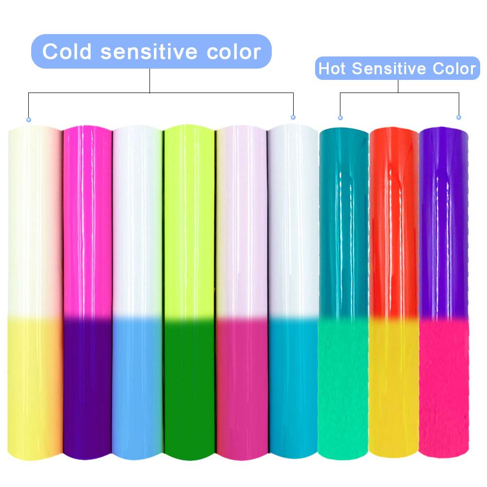 12 X 10in 9Pcs Bundle Hot/Cold Color Changing Adhesive Craft Vinyl Sheets Film Handmade DIY Xmas Gifts Mug Home Decor For Cut