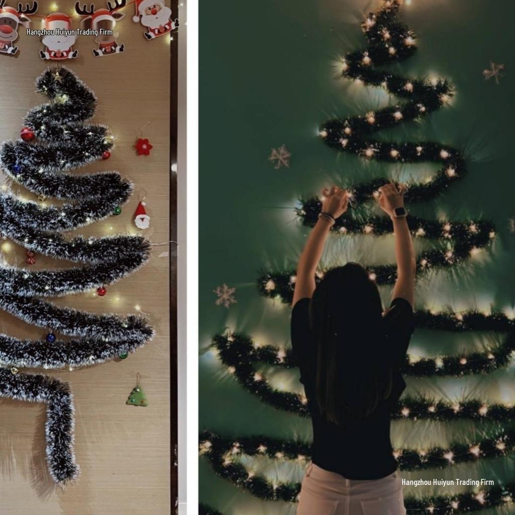 10m Dark Green Tinsel Ribbon Feather Boa Christmas Tree Ornament Set