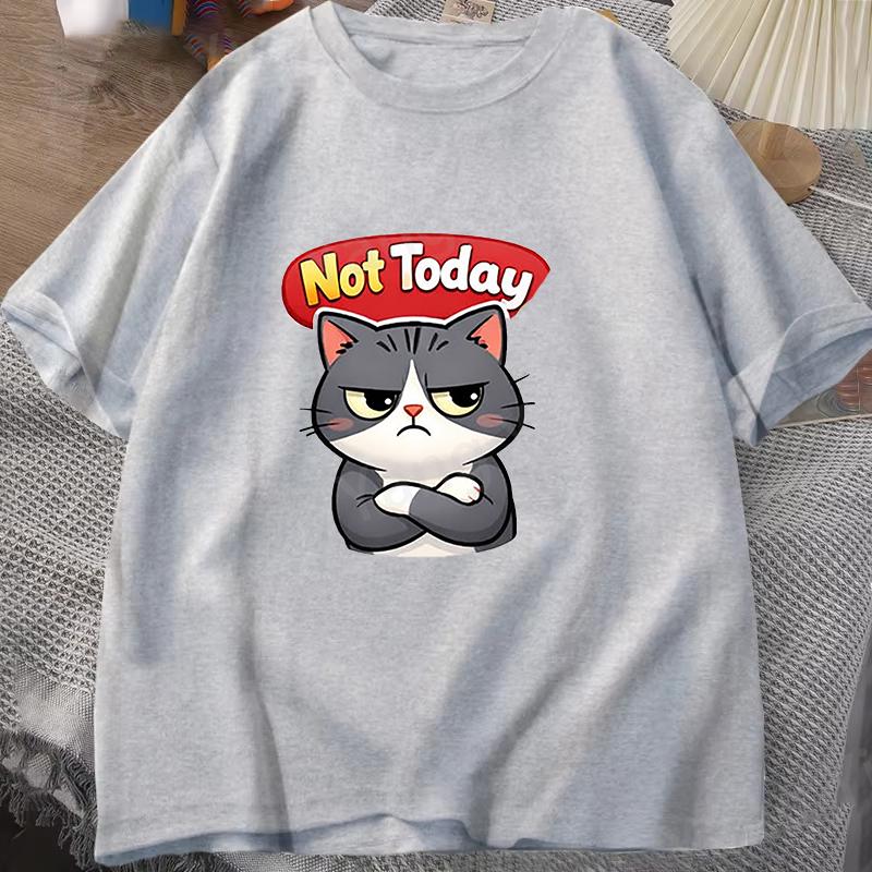 Women T Shirts Not Today Letter Print T-Shirts Unisex Short Sleeve Graphic Men Casual T Shirt