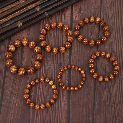Goldene Seide Schwarze Koralle Armband: Einfacher Strang Gebetsperlen, chinesischer Stil Schmuck