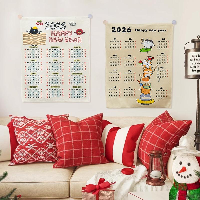 2026 New Year's Eve Wallpaper Calendar Girl's Bedroom Decoration Tapestry Askaton Calendar Wallpaper