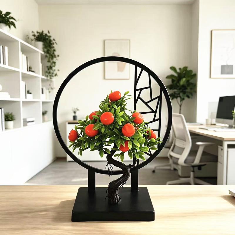 New Chinese Style Screen Divider With Small Fruit Faux Plants For Home Decor And Gifts