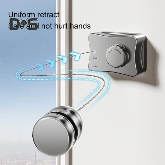 5.1M Wall Mount Retractable Clothesline Adjustable Retracting Invisible Heavy Duty Stainless Steel Wire Indoor Outdoor Balcony Laundry Clothes Drying