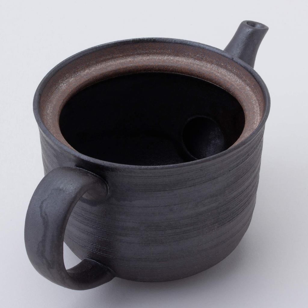 Hasami Ware Pot with Black Pattern Stainless Steel with Tea Made In Product 73461 Thousand-Step (Super Strainer), Capacity Approx. 275ml, Japan,