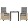 VidaXL Garden Dining Set with Cushions 3 Pcs, Table and Chairs with Adjustable Backrest, Outdoor Furniture, 3212832
