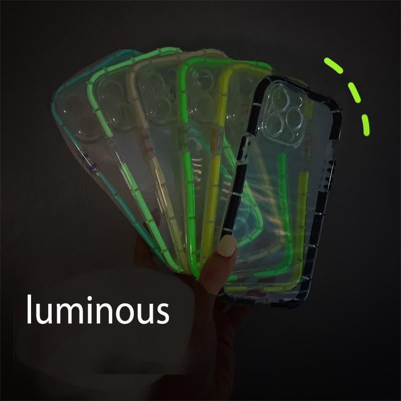 Transparent Luminous Bumper Case For Iphone 14 11 12 13 Pro Max 13pro X Xr Xs Shockproof Clear Silicone Air Buffer Cover Coque