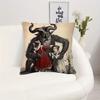 1pc Gothic Horror Goat Pillowcase, Soft Comfortable Polyester Short Plush Fabric, Single-Sided Print, Multi-Size Options: 45.72X45.72 Cm 40.64X40.64 C