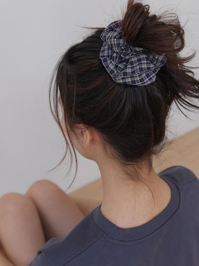 Kindababy Vintage Check Plaid Scrunch - Olive Navy