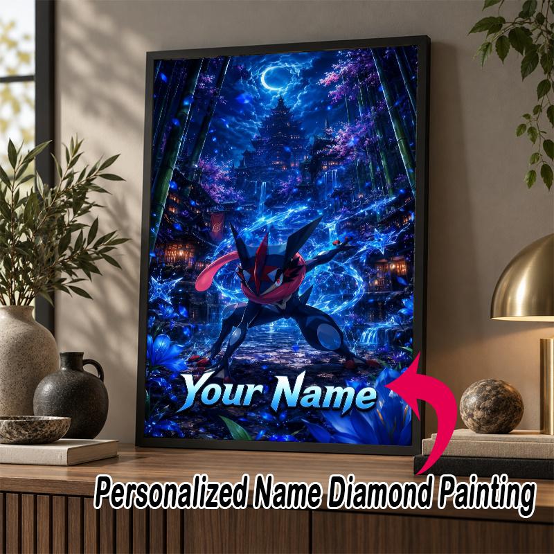 Personalized Greninja Diamond Art Custom Name 5D Diamond Painting Full Drill DIY Craft