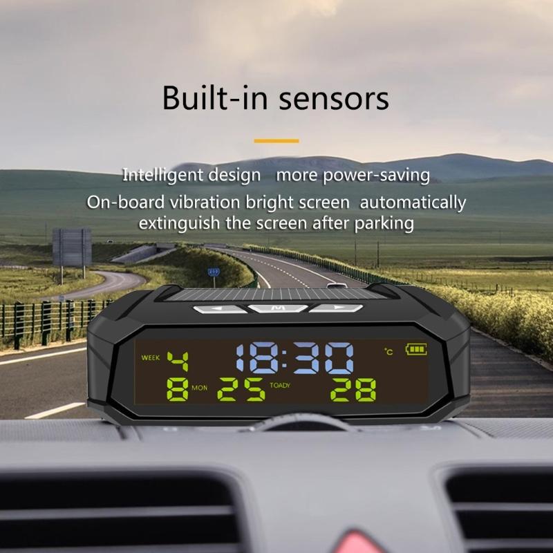 Solar Powered Car Clock Universal Multifunction Electronic Clock Wire Free