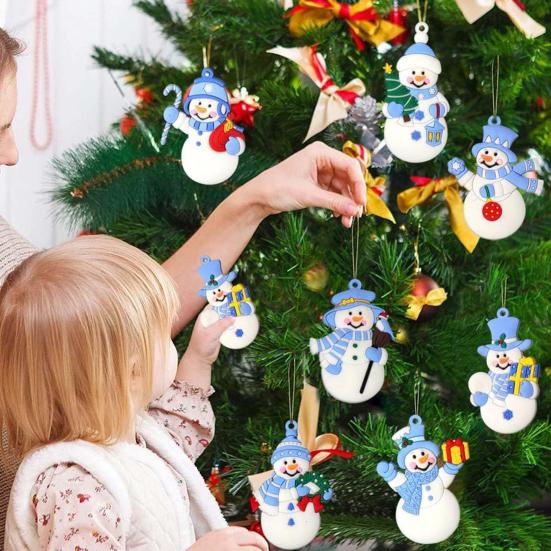 

16 шт. Мини-подвеска в виде снеговика, набор подвесных украшений для рождественской елки, легко подвешиваемые украшения в виде снеговика, праздничный декор для вечеринок в домашнем офисе A