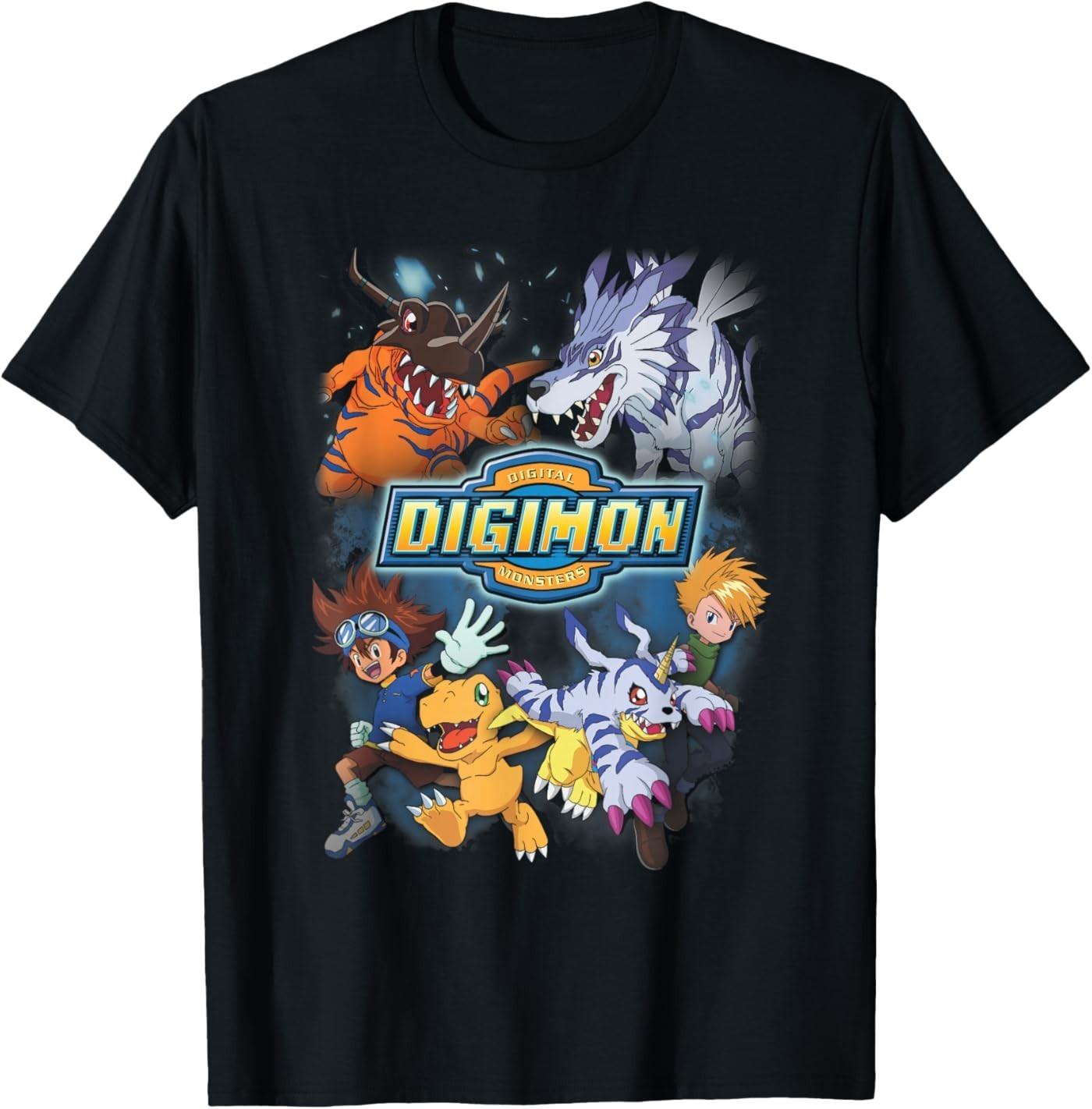 Digimon Greymon and Garurumon Lightning Digital Monsters T-Shirt S разноцветный