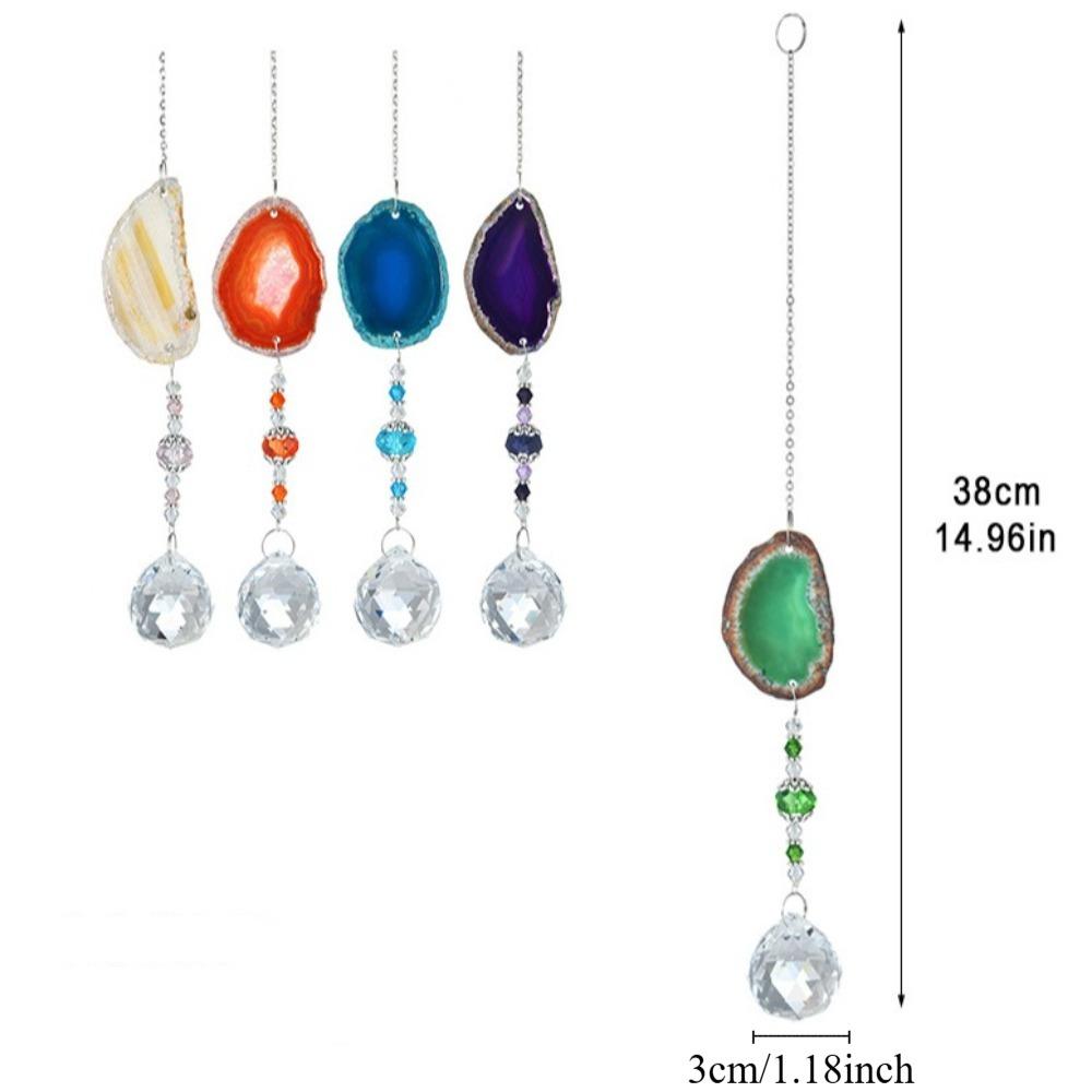 Naturlig Färgglad Kristall Agat Solfångare Hantverk Regnbågsskapare Kristallvindspel Trädgårdshänge Regnbågskristallkula Solfångare