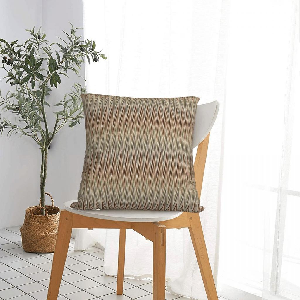 Earth Toned Waves Zigzag Pillowcase Polyester Cushion Cover Gift Wavy Throw Pillow Case Cover Home Zipper 40*40Cm