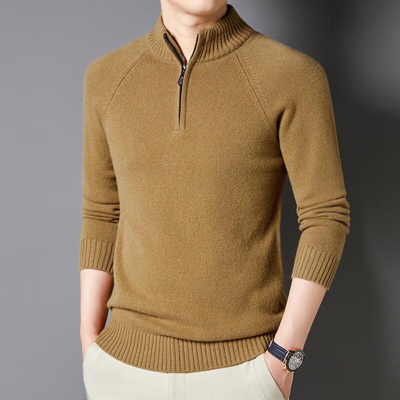 Men's 100% Wool Half-Zip Turtleneck Sweater