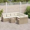 VidaXL Ensemble de Canapés de Jardin 9 pièces avec Coussins Beige Poly Rattan 3345981