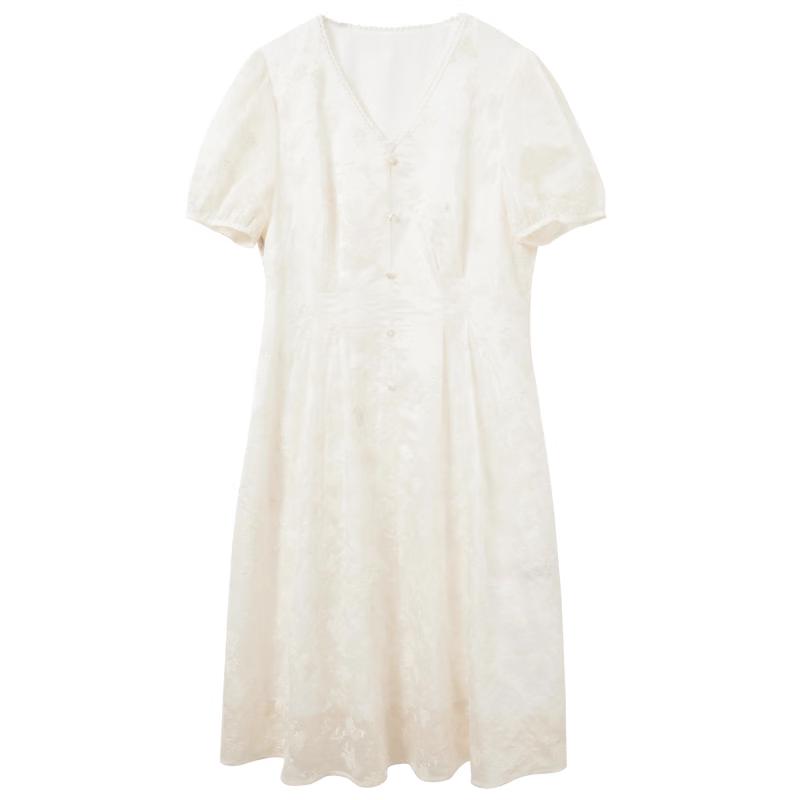 Sancai Women s Plus Size Embroidered A-Line Midi Dress L