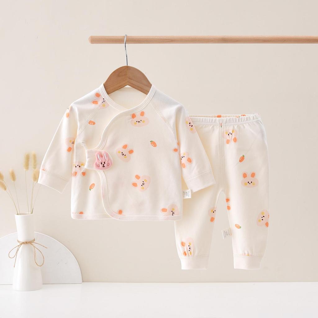 Set Kimono Top și Pantaloni Bumbac Pur Patru Anotimpuri pentru Nou-născuți