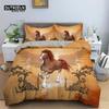 Horse Duvet Cover 3D Steed Farm Animal Comforter Cover Polyester Exotic Style Western Cowboys Bedding Set Twin For Kids Boy Teen