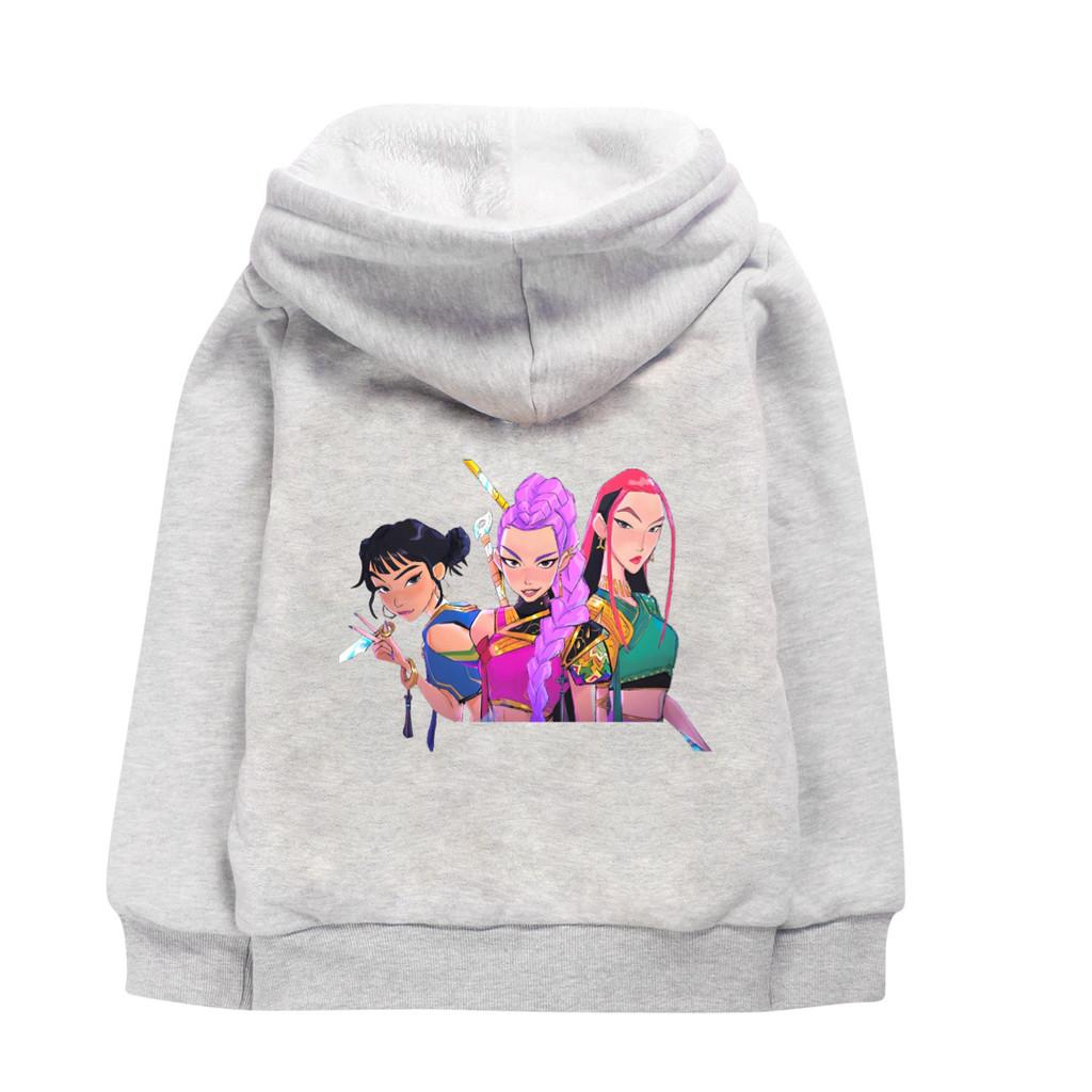 5037 Winter Warm Clothes Kids Girls Kpop Zoey Mira Rumi Print Casual Long Sleeves Velvet Jacket