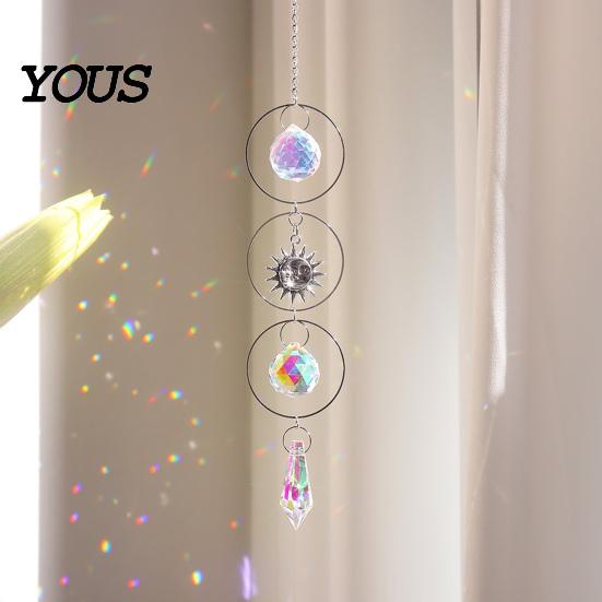 Wall Hanging Decor Colorful Crystal Suncatcher, Sun Catcher for Windows, Healing Glamorous Decoration Home, Crystals Prism Rainbow Maker,