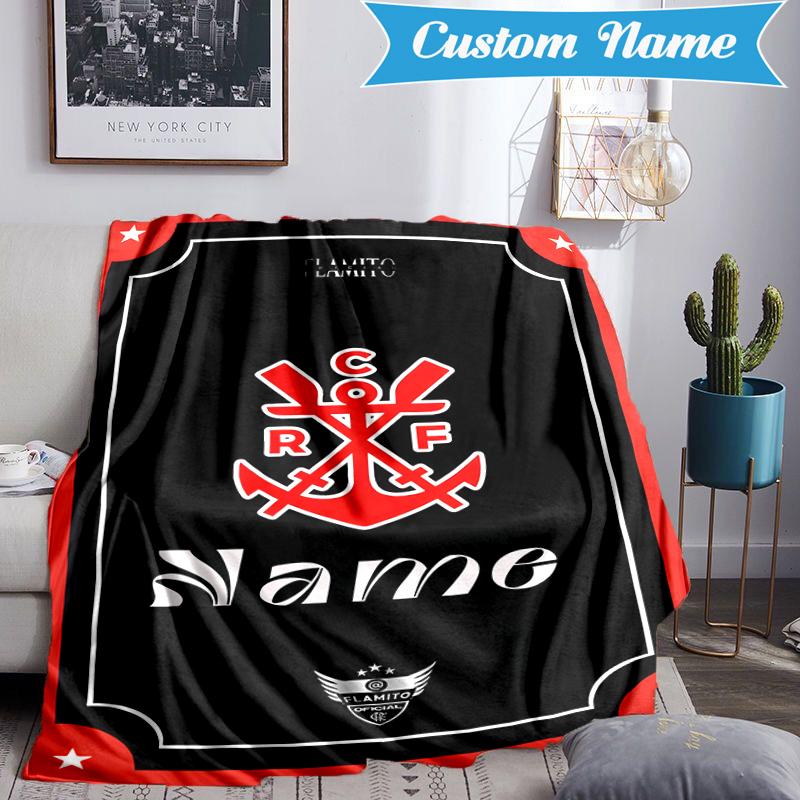 Custom Name Black Crest Flamengo Blanket Lightweight Ideal Bedding Blanket Perfect for Travel, Camping, Living Rooms, Sofas, Christmas gift
