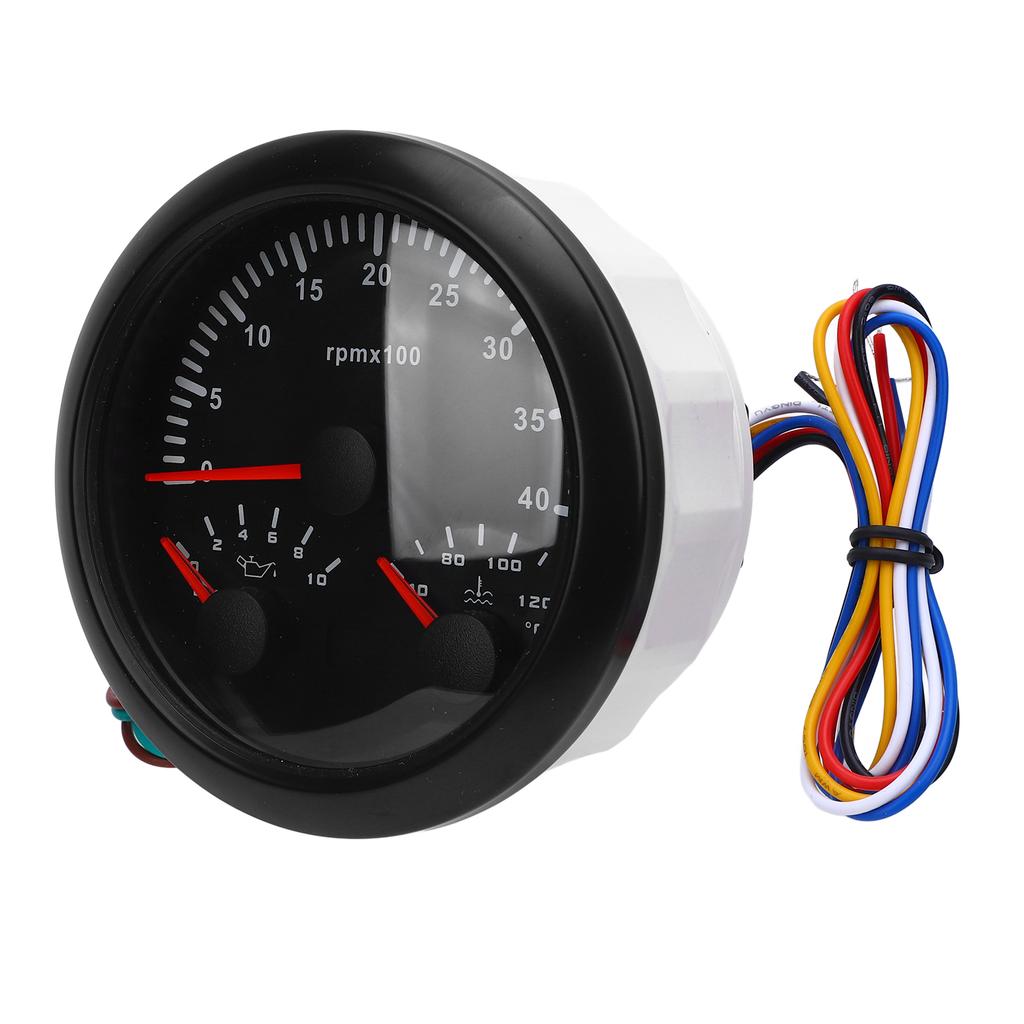 3-in-1 Elektrischer Drehzahlmesser Öldruckanzeige Wassertemperaturanzeige 3 3/8 Zoll 4000 U/min 0 bis 10 bar 40 bis 120 Grad Celsius 7 Farben
