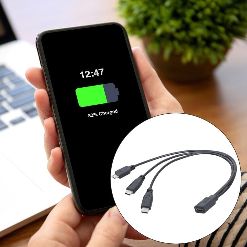 Cablu Splitter USB C Mamă la 2 USB Tip-C 5 Pini Tată Cablu Adaptor de Încărcare pentru Telefon Tabletă (Doar pentru încărcare)