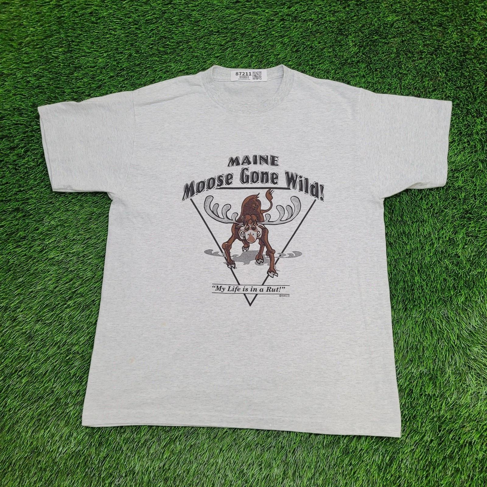 Vintage Y2K Funny Moose Shirt Large 21x27 Maine L