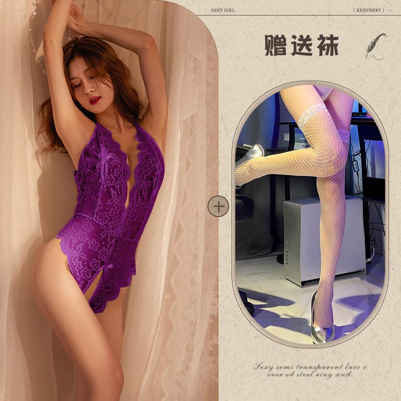 Night listening incense lingerie sexy onesie wholesale hot free lace uniform perspective temptation one piece hair