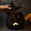 Pompoenvorm Decoratie Halloween Spookachtige Opbergdoos, Hars Jack-O-Lantern Theelicht Sculptuur Houder, Hol Tafelblad voor Feest
