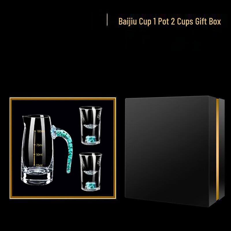 Shangqi Handmade Turquoise Crystal Glass Baijiu Set (10 Decanters, 10 Cups)