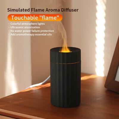 Tragbarer USB-LED-Flammenbefeuchter, Aromatherapie-Diffusor mit 7-Farben-Aroma-Diffusor für das Home-Office-Auto