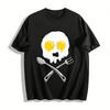 Funny Fried Egg Skull Print T-shirt Dark Humor Food Graphic Tee Pure Cotton T-shirt