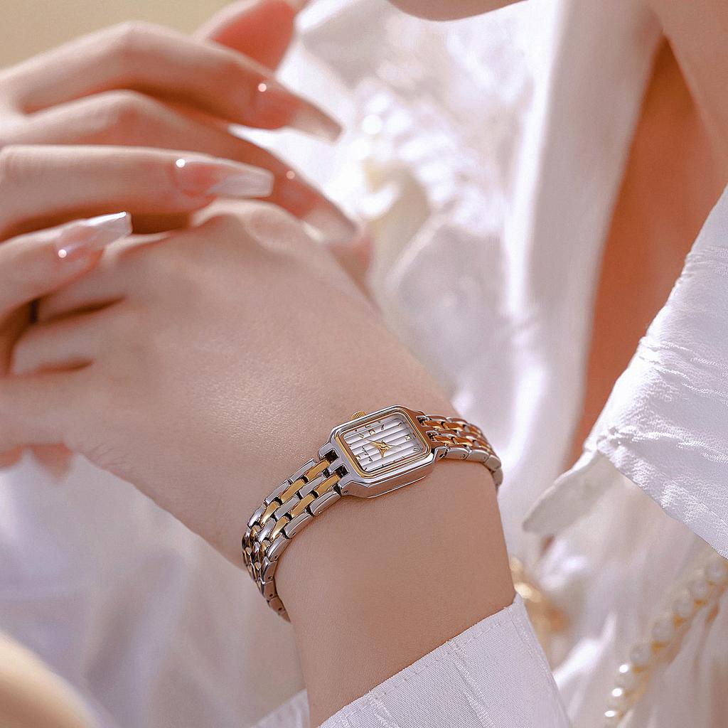 Square Vintage Gold Watch for Women Stainless Steel Bracelet Business Quartz Women's Wristwatch Waterproof Daily Dress Clock NEW