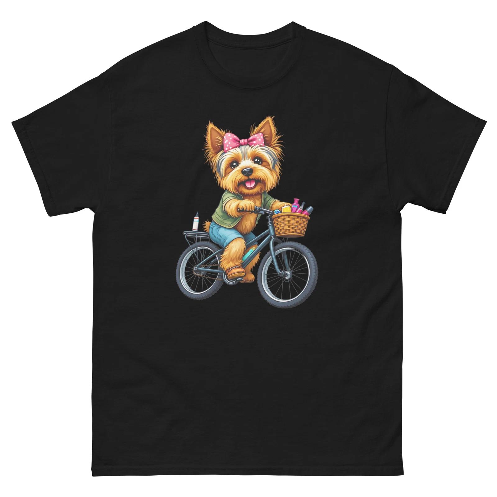 Biking Yorkshire Terrier Dog Bike Cycling T-Shirt S