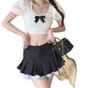 Gonna midi plissettata color block dolce e piccante - Versatile stile primaverile/autunnale da donna, Vita alta, Design transfrontaliero