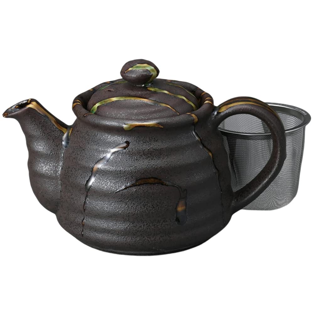 

Ale-net Iron Glaze Sansai Teapot, Size 2.5 (with strainer), Teapot for Commercial Use, Suitable for Hotels and Inns