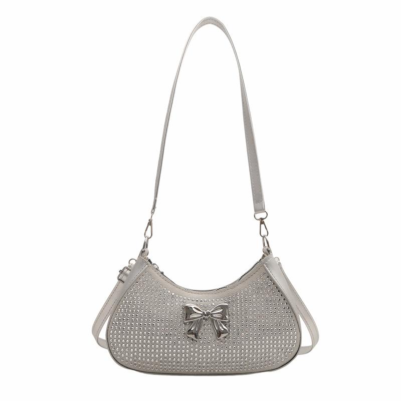 

Французька особистість. Популярна цього року сумка. 2024. Нова модна жіноча сумка, інкрустована діамантами. Модна універсальна сумка під пахви через плече. срібний