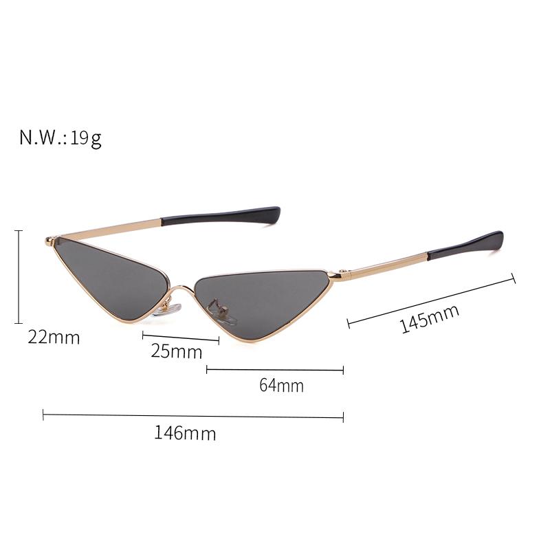 Fashion Slim Metal Triangle Cat Eye Sunglasses for Women Men Designer Trendy Ocean Lens Half Frame Cateye Sun Glasses S8807G