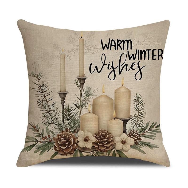 Christmas Decoration Pillow Cover Indoor Home Seat Cushion Bedroom Bedside Pillow Cover Linen Pillow