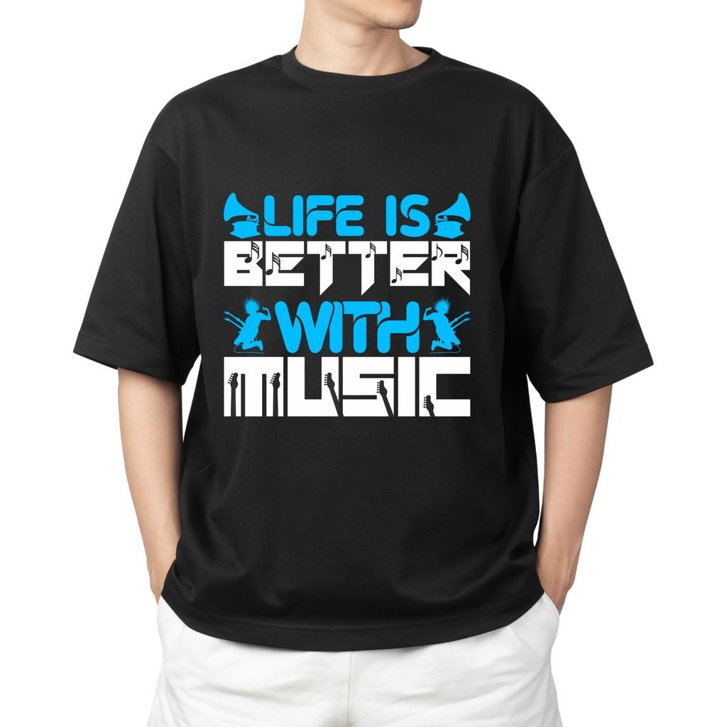 Life Is Better With Music T-shirt Men's Women's Tops Tees – Inspirational Music Tee for Musicians