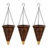 Cesto Portafiori Sospeso a Cono in Rattan Artificiale Intrecciato Fioriera Conica Rustica con Catene Metalliche per Decorazione Interna Esterna Giardino Balcone