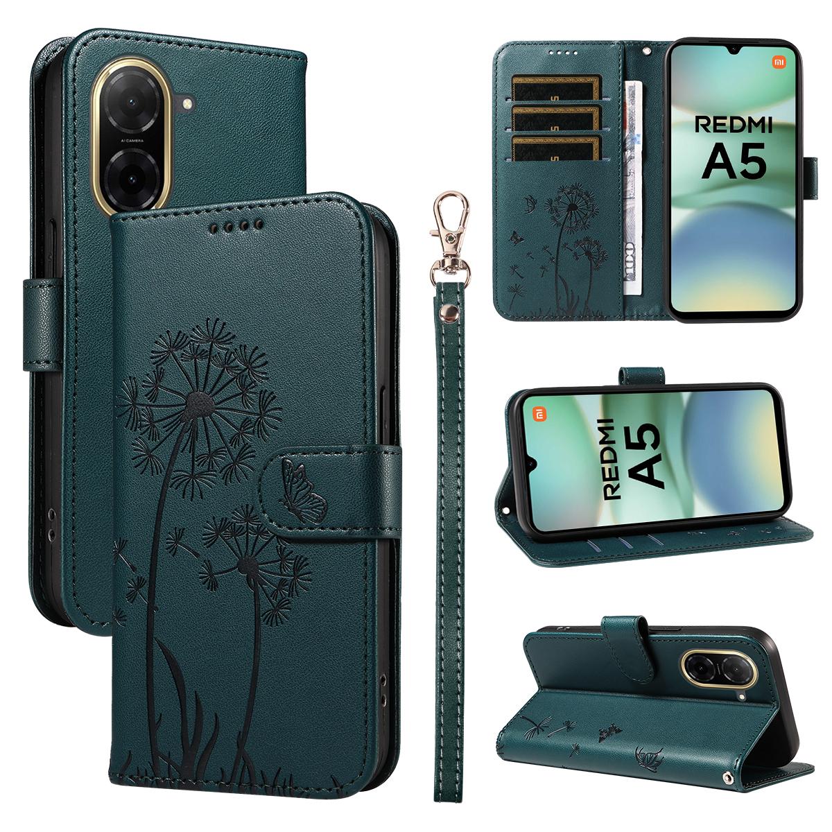 

Для Xiaomi Poco C71 4G/Redmi A5 4G (171.7мм) Шкіряний чохол-гаманець з ремінцем, відбитком кульбаби та підставкою для телефону F