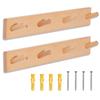 2sets Wood Peg Rack Clothes Coat Hanger Hook with Screw BurlyWood 340x57x12mm