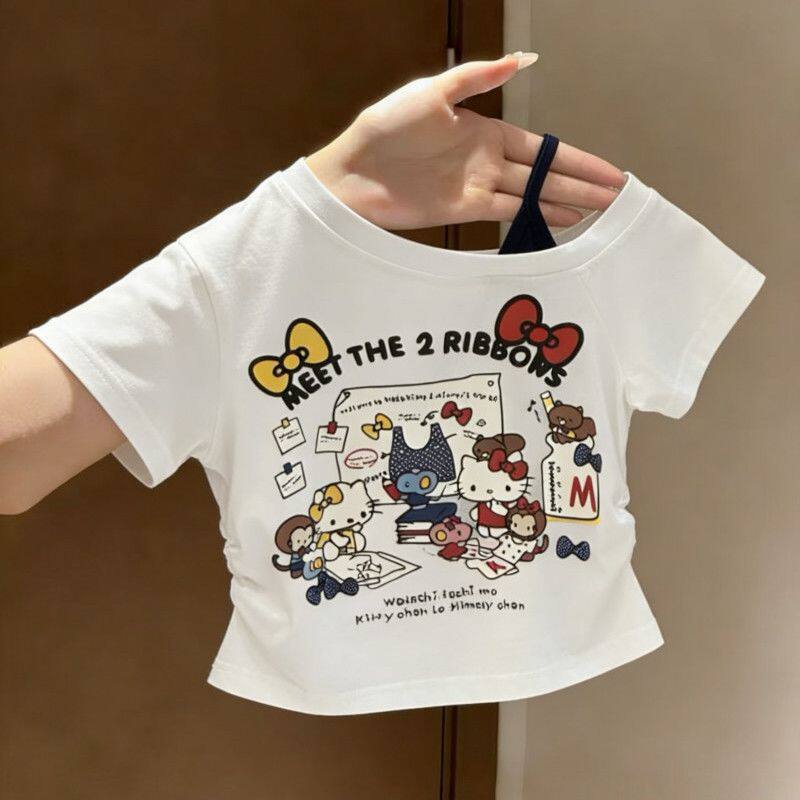 Girls Summer Block Fake Two Piece Short Sleeve T Shirt Casual Fashion Top For Kids